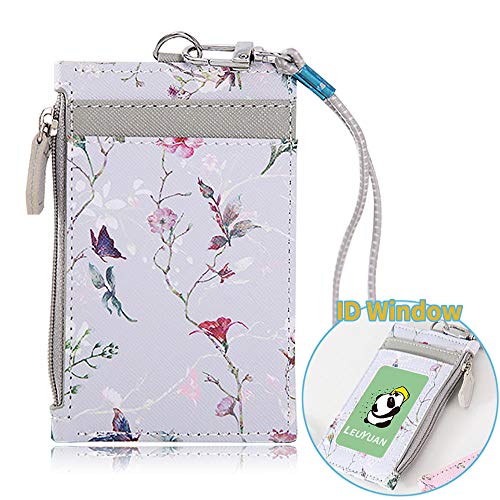 Porte-badge, LEUYUAN Porte Badges pour les bureaux ID d'école 1 nom ID window et 3 carte slot (Gris) Cover