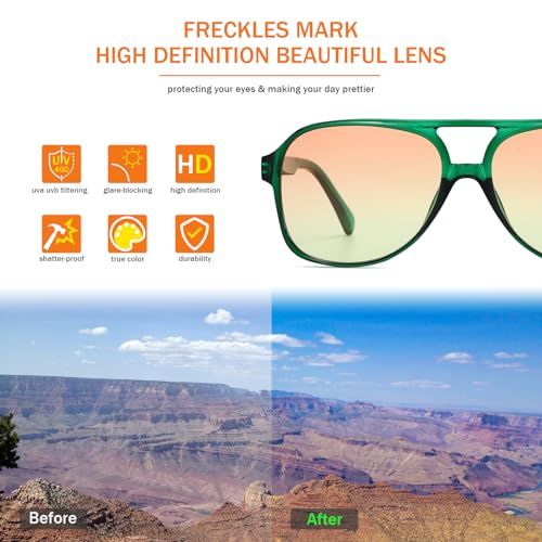 Image of Freckles Mark Vintage Retro 70s Sunglasses for Women Men Classic Large Square Aviator Trendy Glasses