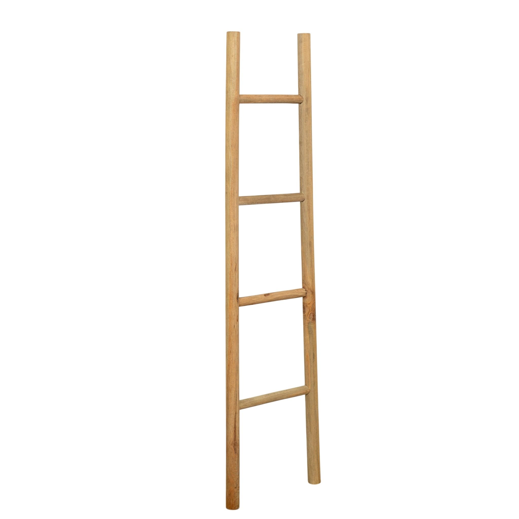 Biscottini Drabina na ręczniki łazienka 32x4x130 - dekoracyjna drewniana drabina - drabina z gładkiego drewna wieszak na ręczniki - drabina na ręczniki - drabina ścienna na ręczniki metalowa