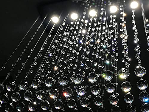 Image of CRYSTA WORLD Raindrop K9 Crystal Modern Chandelier for Living Room /Bedroom /Hall, (Triangle, L22 /W5 /H18)
