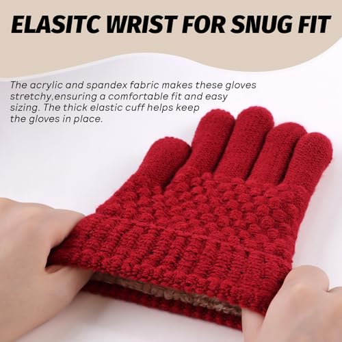 Image of JANGANNSA Cold Weather Kids Gloves Warm Knitted Children Magic Glove With Fleece Lining Winter Gloves For Boys Girls