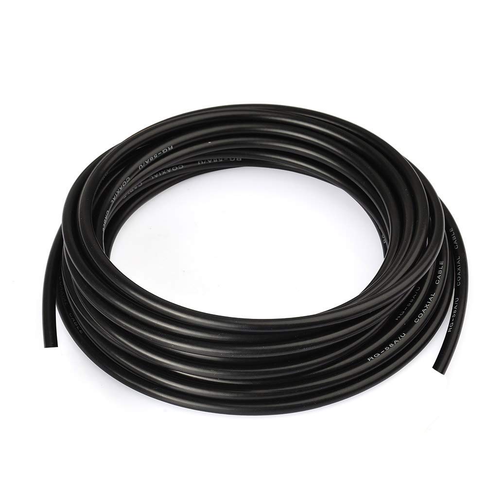 Superbat Cable Coaxial RG58 30m Negro Cable RF Coaxial de 50ohm Cable de Baja Pérdida Compatible con Conector Fakra/SMA/BNC/TNC/N/UHF para Antena Radio CB/Ham Router WiFi etc.