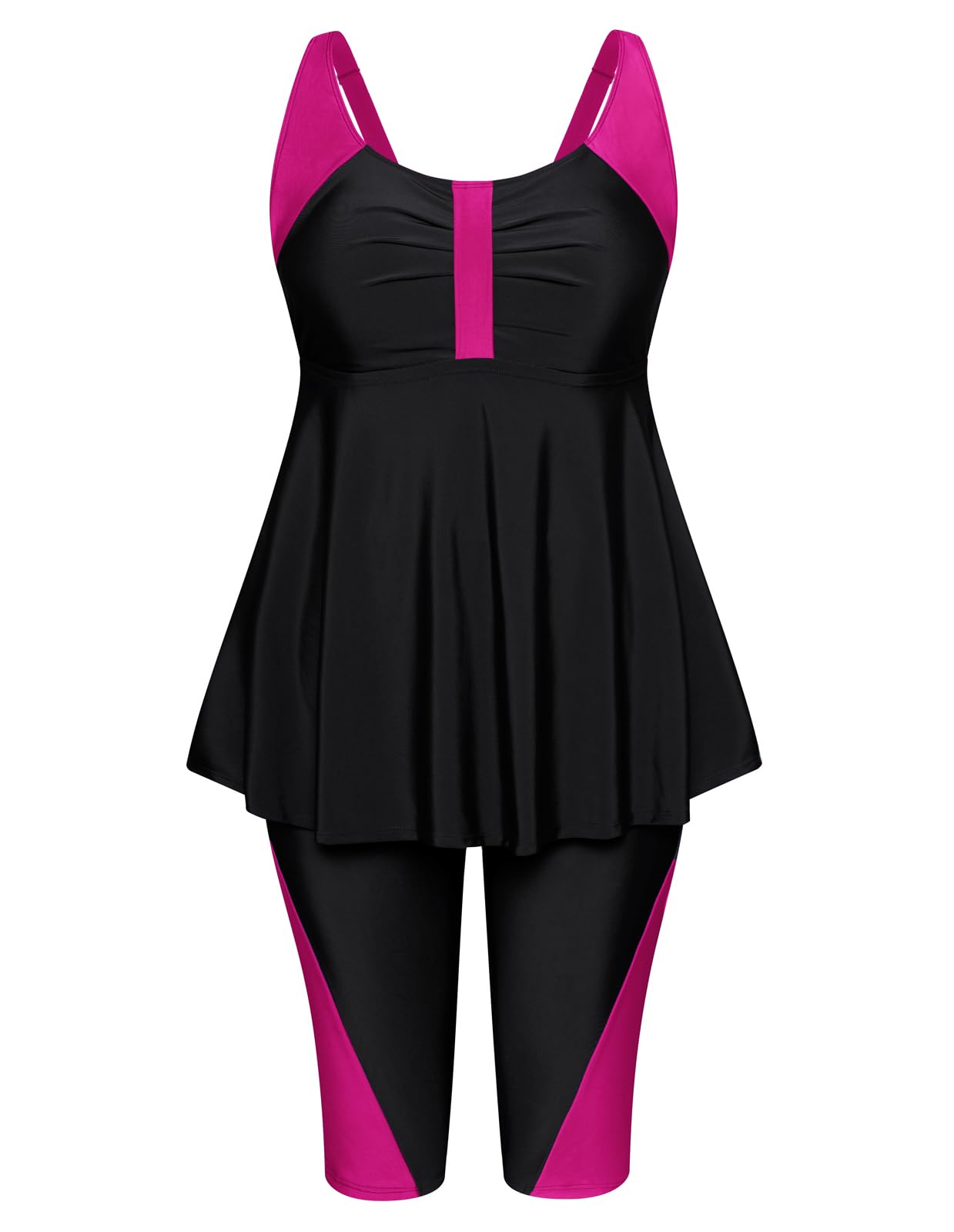 Tankini para mujer de gran tamaño push up cintura alta traje de baño dos piezas con pantalones cortos