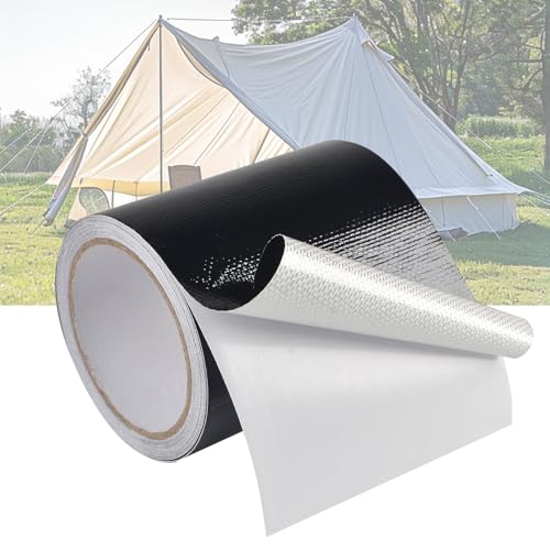 Image of succulentlovers Tent Repair Tape - 4.7IN x 25FT Tent Repair Kit RV Awning Vinyl Repair Tape for Tarp Waterproof Black Boat Cover Patch Kit for Canvas, Fabric, Canopy, Boat Cover