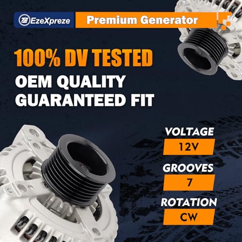 Image of Ezexpreze 11034N Alternator Compatible with Toyota Camry 04-06, Highlander 04-07, Solara 04-08 & Scion tC 05-10, L4 2.4L, 12V 100Amp Clockwise 7-Groove Pulley, OE# 104210-3880, 27060-0H100