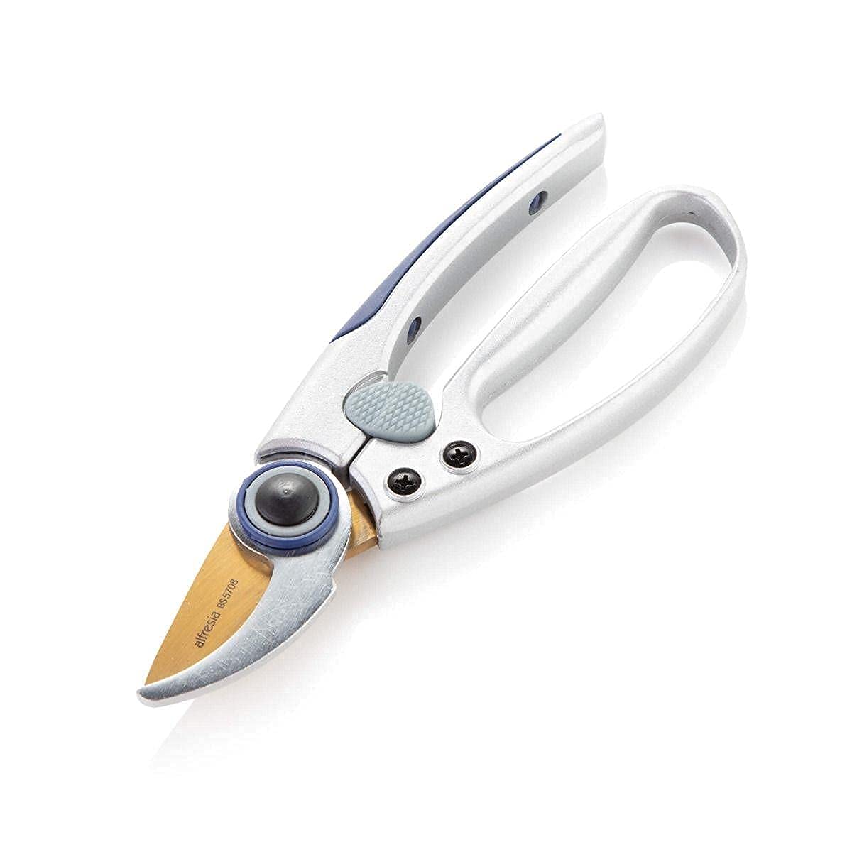 Alfresia Blue Bypass Pruner Secateurs - Hardened Carbon Steel With Titanium Coating, Heavy Duty, Durable Garden Cutters, Easy Grip Handle, Safety Lock