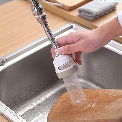 KitchenFest ABS & Stainless Steel 360 degree Rotating Water Saving Flexible Faucet Aerator Sprinkler Sprayer with 3 Adjustment Modes and Hose Attachment for Kitchen Sink