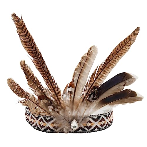 Simple Polymer Feather Headband Accessories - Indian Headpiece Native American Inspired Chief Handmade Costume for Kids and Adults, Style A