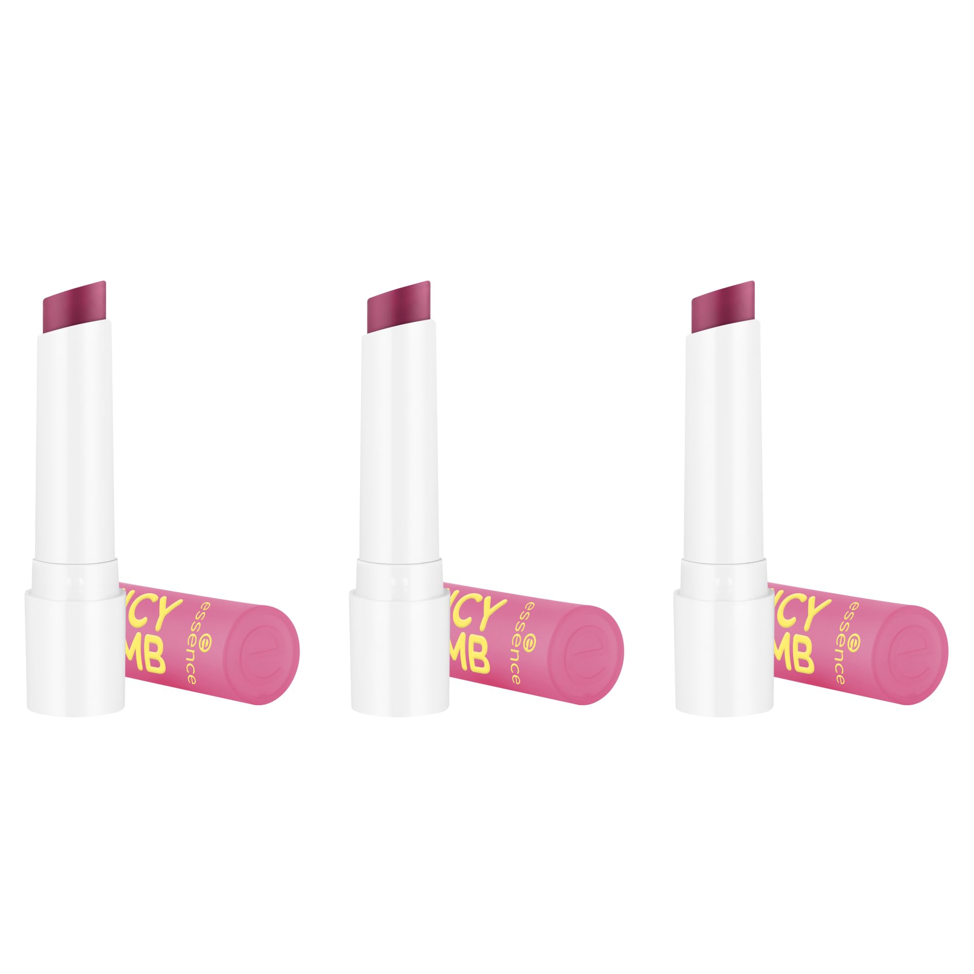 essence JUICY BOMB glossy butter balm, Lippenbalsam, Nr. 08, Rot, natürlich, glänzend, strahlend frisch, vegan, ohne Parabene, ohne Mikroplastikpartikel, Nanopartikel frei, 3er Pack (3x2.5g)
