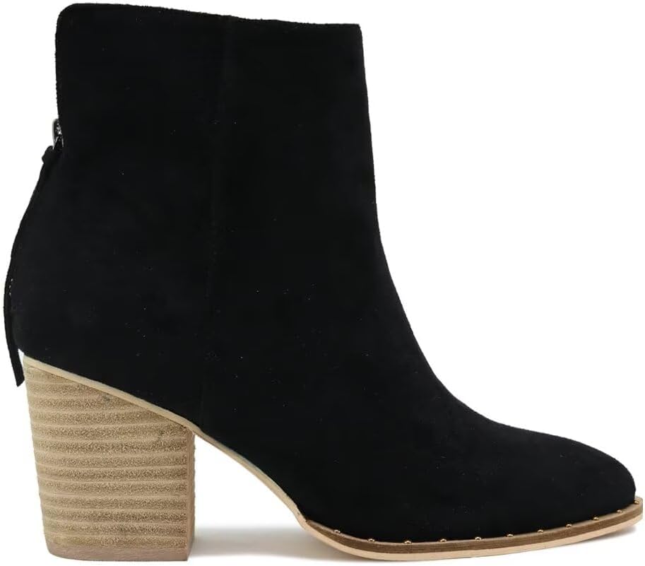 Women's Suede Ankle Booties Western Cowboy Boots Cowgirl Boots Pointed Toe Boots Stacked Block Heel Boots