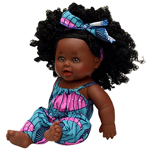 Muñeca bebé para paseos infantiles con ropa de moda negra y diadema lavable