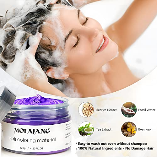 Image of Purple Temporary Hair Dye Wax Natural Instant Hair Color Wax Pomades 4.23 oz,Hair Styling Clay for Party, Cosplay, Halloween,Christmas