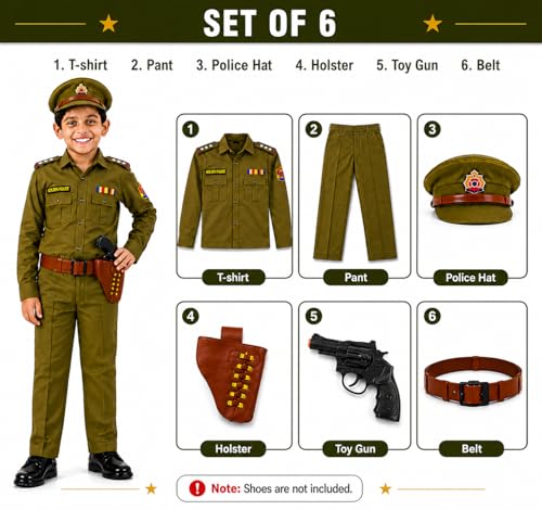 Image of SCRIPTURE Fancy Dress Patriotic Army Police BSF Netaji costumes for Kids Fancy Dress Costume Accessory for Republic Day Independence Day School Events