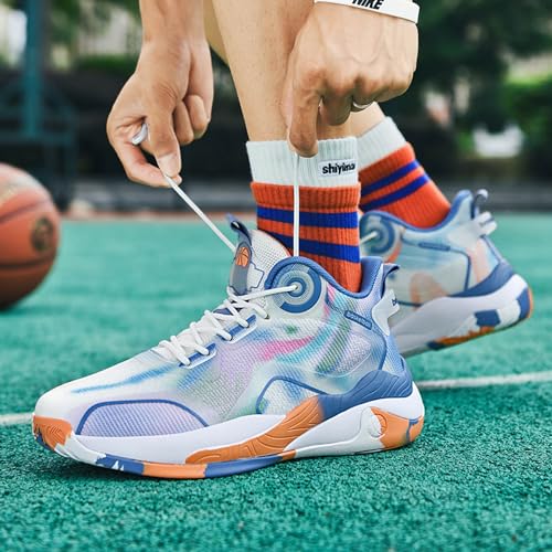Men's Trendy Basketball Shoes - High-Top Sneakers, Breathable Cushioned Court Shoes with Non-Slip Sole (Blue,11)2
