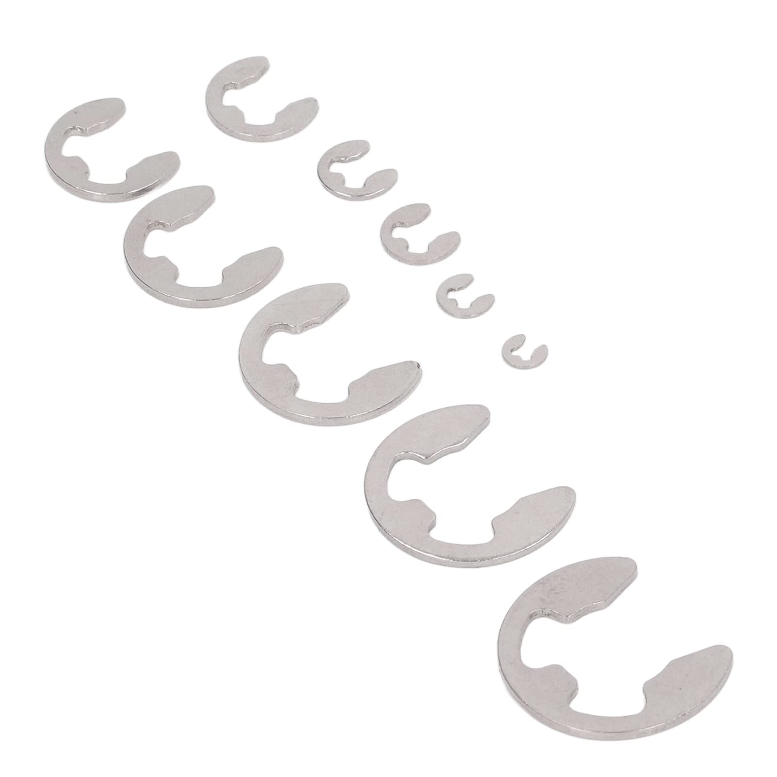 E Clip Circlip Retaining Ring Kit: 120Pcs 304 Stainless Steel Assortment for Bearings, Heavy Duty E Clips for Automotive and Industrial Use