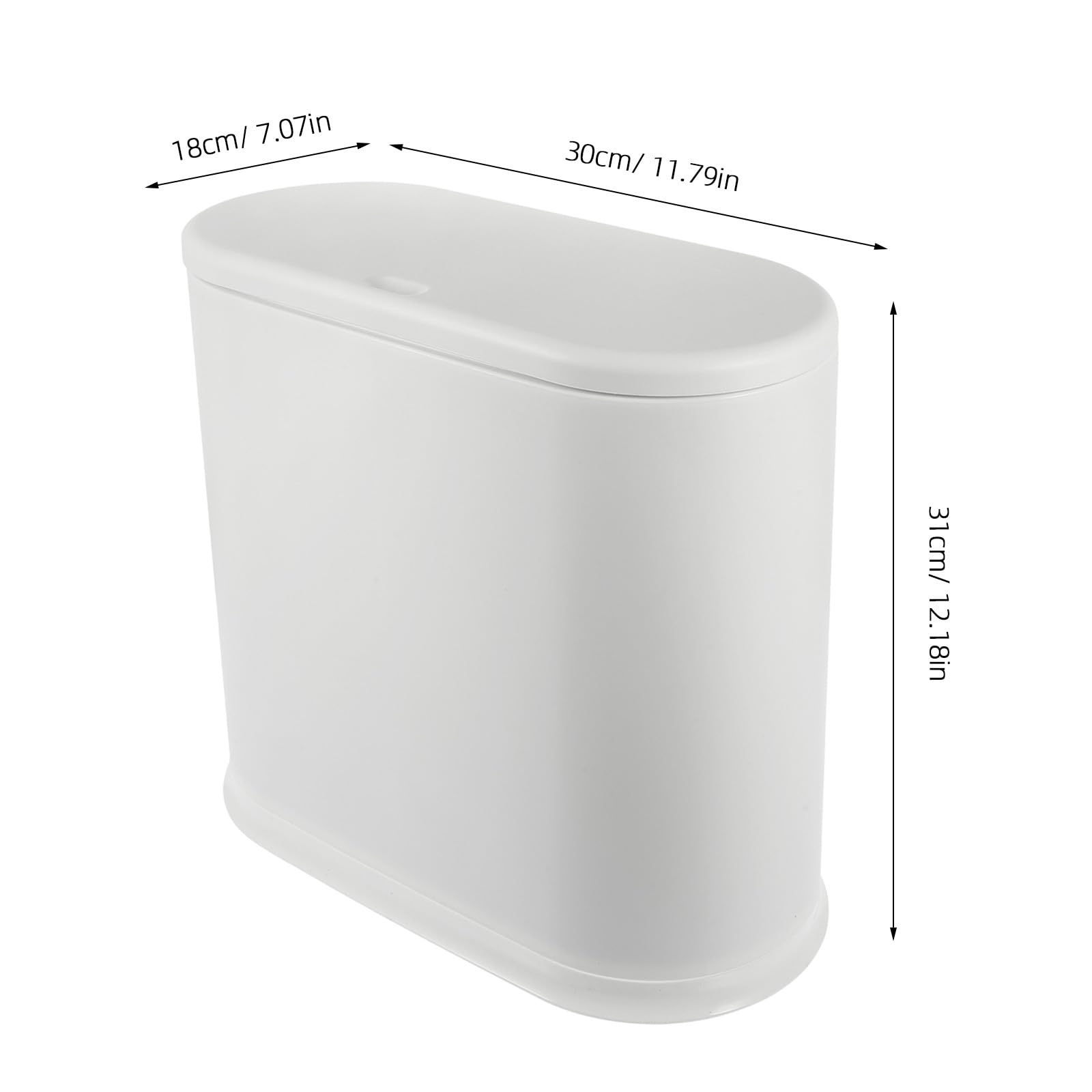 Cubo de Basura Pequeño con Tapa a Presión, PP Blanco Ovalado