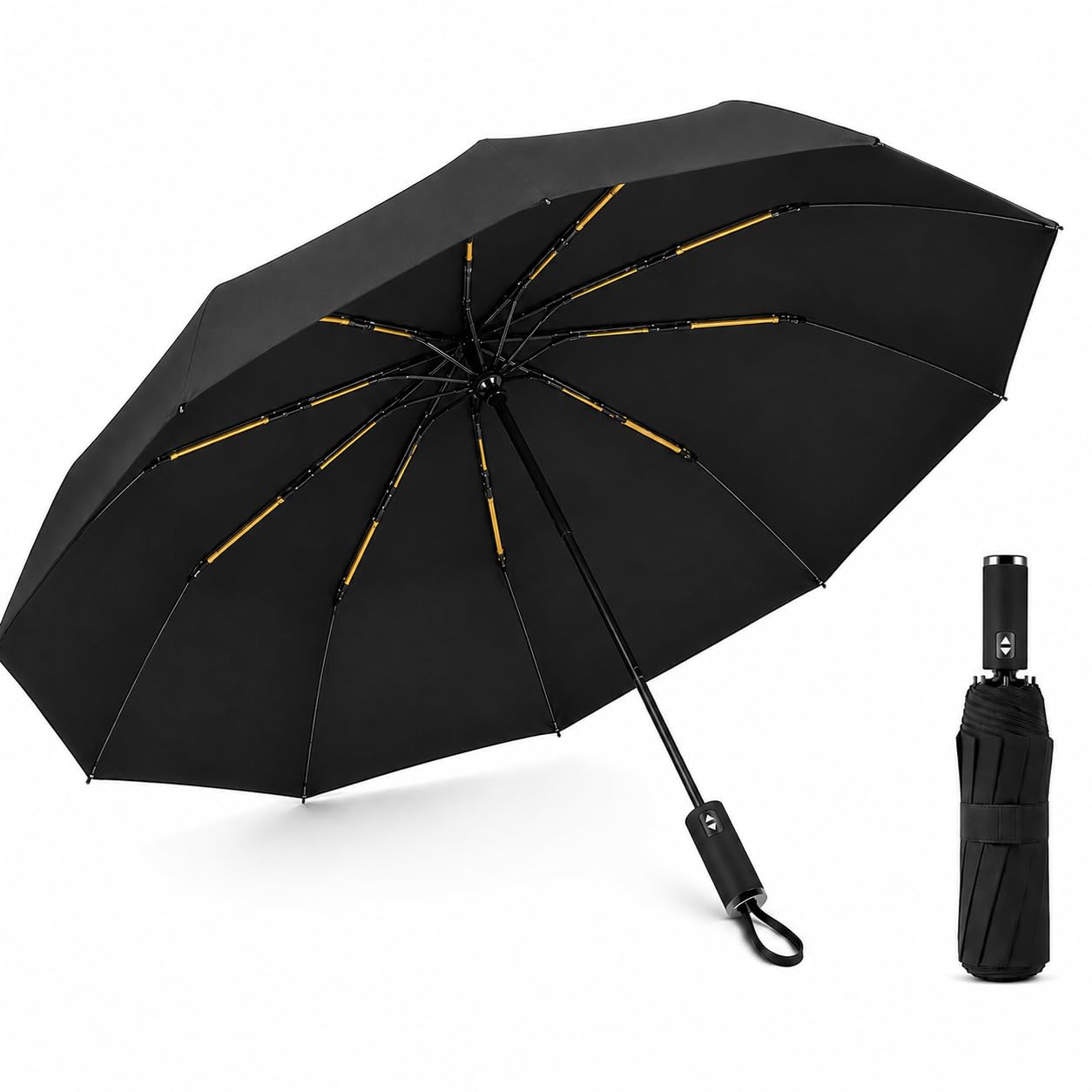 Compact Folding Umbrella Auto Open Close, 12-Rib Windproof Travel Umbrella, UV Protection Rain Umbrella for Men & Women, Lightweight Portable White Daily Travel-image-28