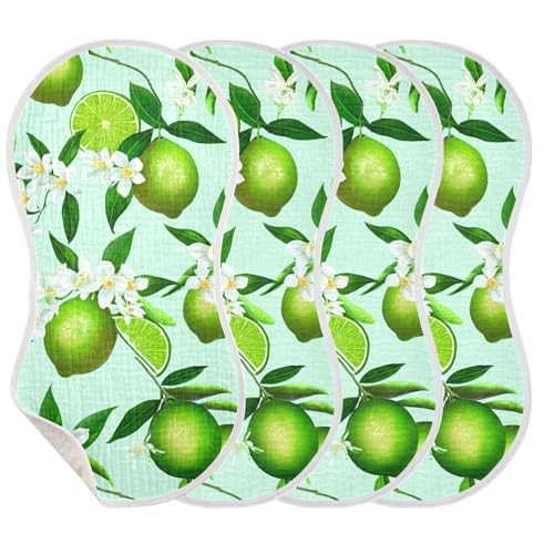 xigua Green Limes Baby Burp Cloths for Newborn Boys and Girls 4 Pack, Soft & Absorbent Cotton Baby Burp Cloth, Baby Washcloths, Newborn Towel, Burp Rags3