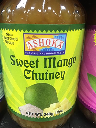 Mango Chutney Original 340 g en frasco de cristal, salsa agridulce suave poco picante para curry, carnes, pescados, quesos y aperitivos