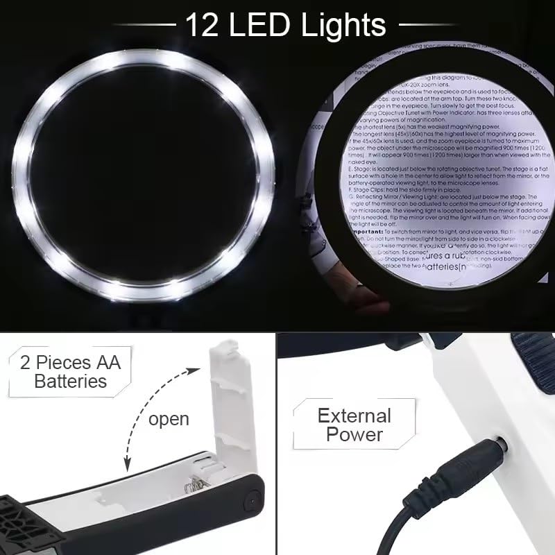 Lente d'ingrandimento da tavolo pieghevole a LED con lente d'ingrandimento 1.25X/5X