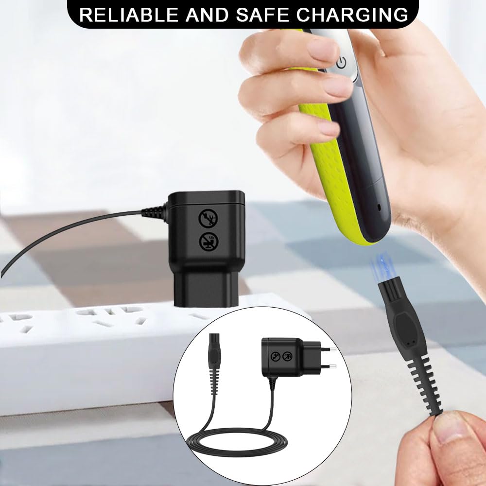 0,8 W 8 V Caricabatterie per Philips HQ850 Rasoio QP2530/QP2630 Adattatore di ricarica compatibile con Norelco Oneblade Rasoio ibrido Cavo di alimentazione