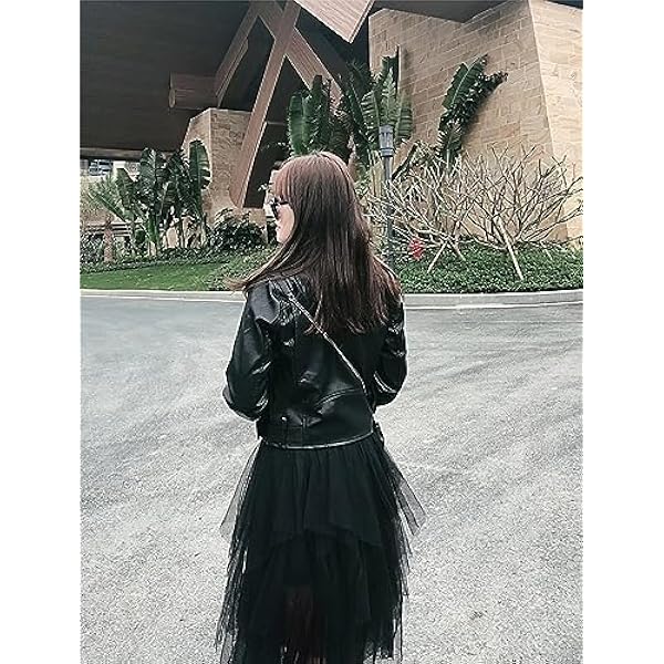 Adhdyuud Vrouwen Zwart Pu Faux Lederen Jas Jas Herfst Moto Biker Slim Fit Turn Down Kraag Uitloper