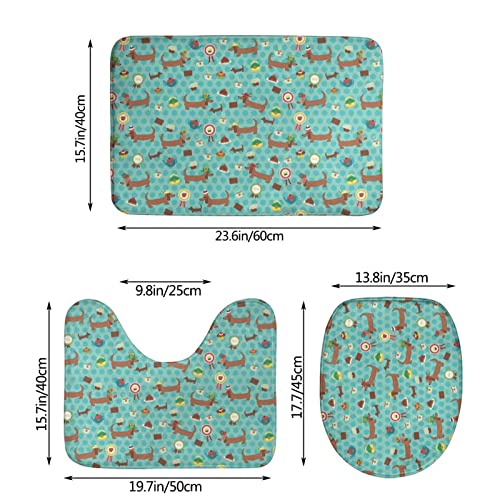 MBNGGAB Badematte + Konturmatte + Toilettendeckelbezug, Wurst Hund 3 Stück Badematte Set, mit rutschfester Klebeunterseite – Bild 4
