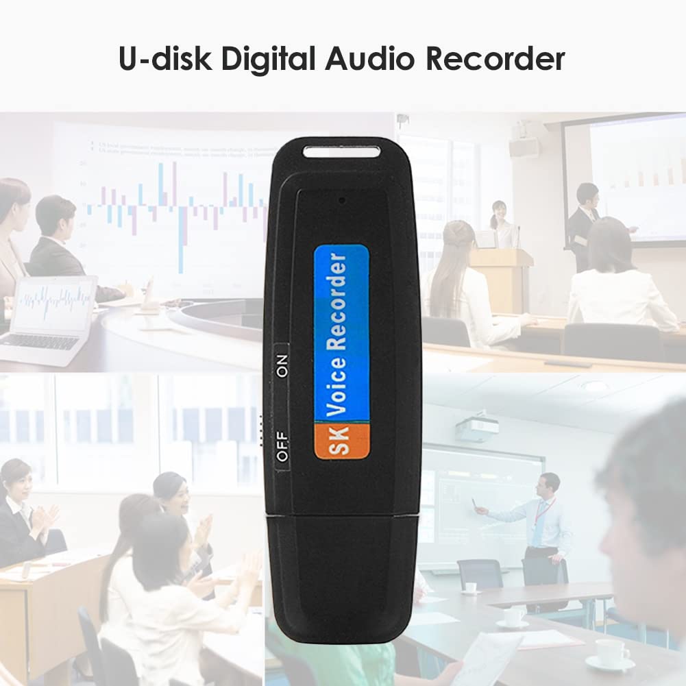 Mini U-Disk Portable USB Digital Audio Voice Recorder Micro SD Card (Black,0GB)