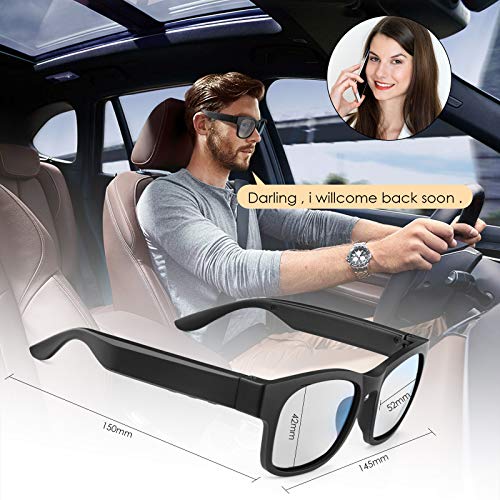 Smart Audio Sonnenbrille polarisierte Gläser, UV400, offene Ohren, Bluetooth-Sonnenbrille, Lautsprecher, Musikhören und Telefonieren (schwarzer Rahmen, transparente Linse) - Image 4