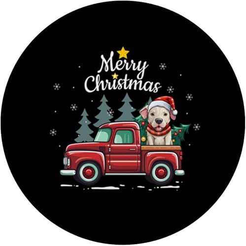 Miniatura 3 de Dogo Argentino Christmas Dog Truck Plaid Funny Xmas Tree PopSockets Standard PopGrip