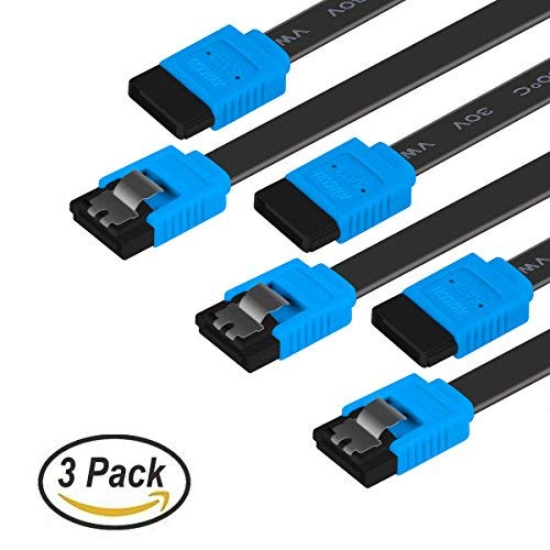 AVACON SATA III Cable, SATA III 3 Pack 6Gbps Straight HDD SDD Data Cable with Locking Latch 18 Inch for SATA HDD, SSD, CD Driver, CD Writer