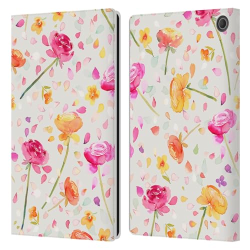 Housse en cuir Fire Max 11 finition premium design Ninola Renoncules Roses