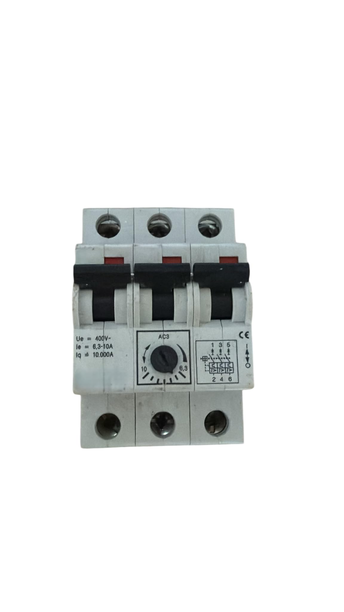 Interruptor salvamotor trifásico 3 polos, regulación térmica 6, 3-10 A, UE 400 V, Iq 10000 A, interruptor automático magnetotérmico de protección del motor industrial en carril DIN