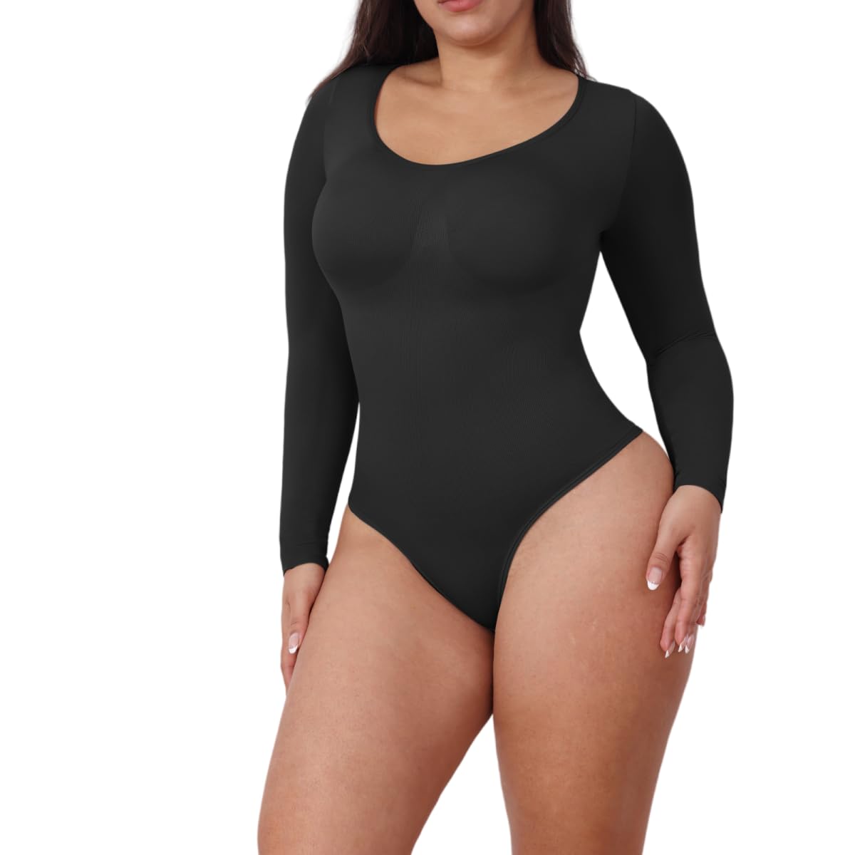 Women's Shaping Bodysuits Body Shaper Body-Hugging High Stretch Long Sleeve Slimming Thong Bodysuits Tops
