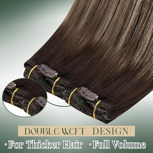 Image of Ugeat Balayage Clip in Hair Extensions 14 Inch 7pcs 105g Reusable