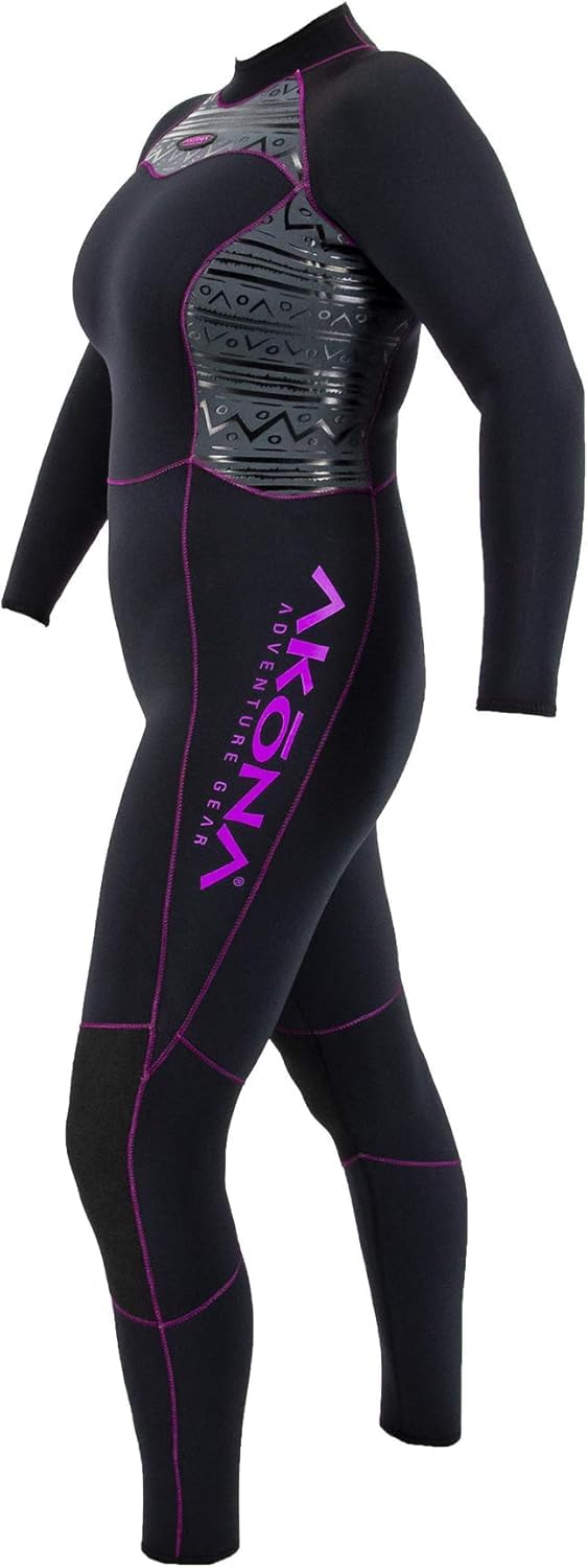 AKONA Women's 3mm Full Suit. Quantum Stretch Neoprene. High Stretch Suit; Suitable for Scuba, Snorkeling, Paddle Boarding, Kayaking, or Surfing (Magenta, 15)