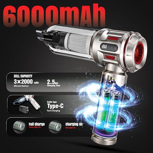 Image of Vacuum Cleaner for Home Use | 4 in 1 Cordless Vacuum Cleaner & Blower | Rechargeable 6000mAh | 3 Speed Suction Upto 18000PA | BLDC Motor | Home & Car Use | 2 Year Warranty