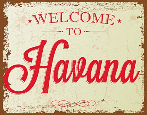 Cartel de metal vintage con texto en inglés 'Welcome To Havana Home' para cocina, baño, campo, familia, exterior, 20,3 x 30,5 cm