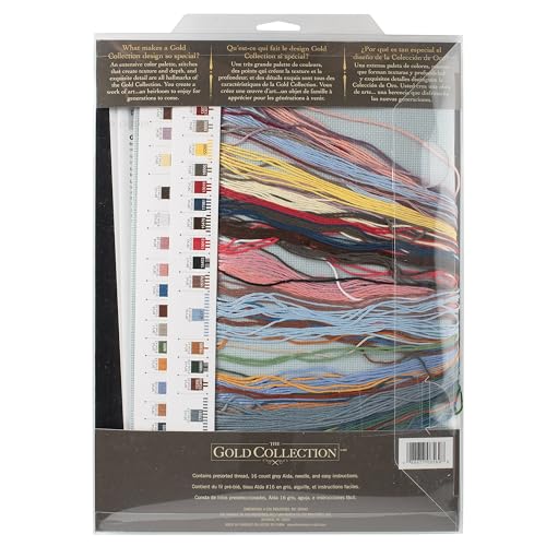 Image of Dimensions Gold Collection Counted Cross Stitch Kit, Treasured Time Christmas Cross Stitch, 16 Count Dove Grey Aida, 16'' x 12''