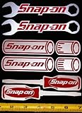 Snap On Logo Decal Set! Wrenches, Sockets and Screw Drivers! - Red on Silver Met HQ Vinyl Sticker Decals! 6in x 1.2in each