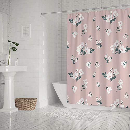 Rideau de douche anti éclaboussures polyester fleuri pour baignoire