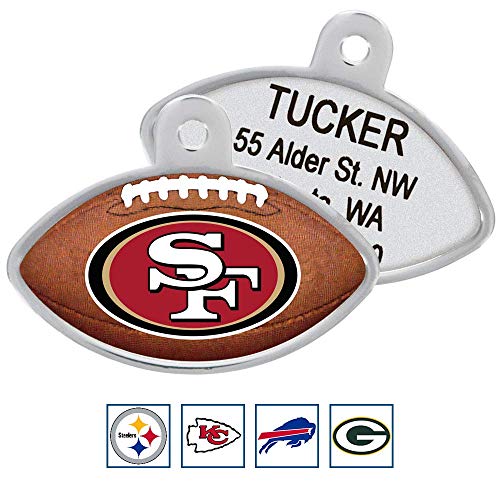 GoTags Personaized NFL Dog Tags, San Francisco 49ers, Football Shape Custom Engraved Pet ID Tags GoTags Personaized NFL Dog Tags, San Francisco 49ers, Football Shape Custom Engraved Pet ID Tags