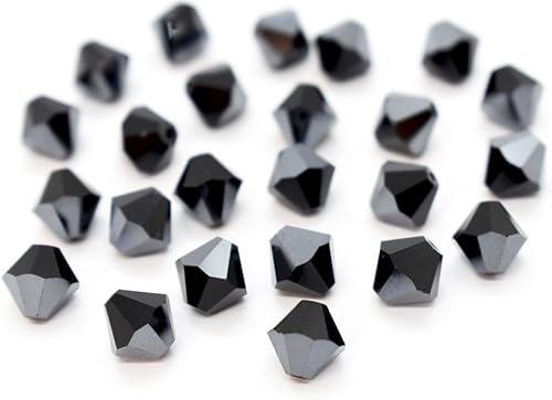 Miniatura 10 de 100 cuentas de cristal de bicono facetadas Preciosa auténticas de 0.236 in con diamantes negros compatibles con cristales de Swarovski Pre-B621