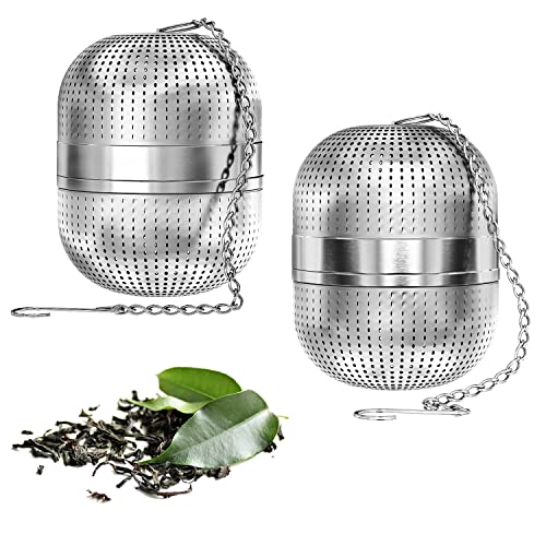 Yomisee Teeei Teesieb für losen Tee 2 Stück Edelstahl Teefilter, Teesieb für Tasse und Teekanne mit Kette Premium gewürzsieb wiederverwendbar Cover