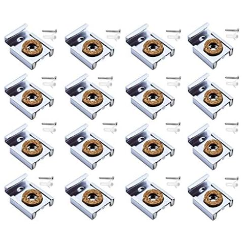 16Pcs Mirror Clips with Mirror Mount Clips Plugs and Screws Tools Unframed Bathroom Mirror Glass Wall Hanging Fixing Kit Mirror Hanger Spring Loaded Mirror Mounting Brackets with Plugs and Screws Cover