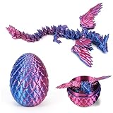 Drachenei mit Drache, 3D Gedruckter Drache mit Flügeln, Dristall Drachen Violett, Realistische Beweglicher Drache, Schreibtischspielzeug, Kinderspielzeug, Urlaubsgeschenke