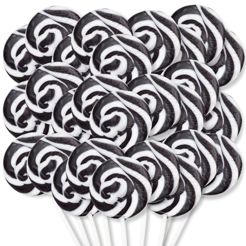 Halloween Black and White Swirl Lollipops, Spooky Candy, 48 Count - image 1