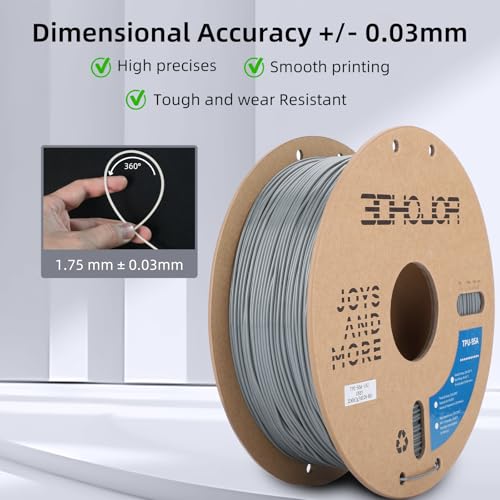 Image of 3DHojor TPU Filament 1.75mm TUP95A 3D Printer Filament Flexible Soft 3D Filament 1KG (2.2lbs) fit Most FDM 3D Printers Dimensional Accuracy + /- 0.03 mm-Grey