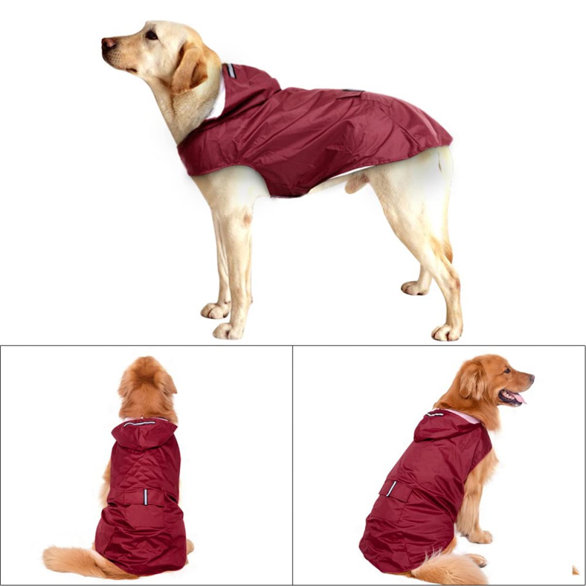 POPETPOP 3pièces Manteau De Pluie Réfléchissant pour Chiens avec Capuche Vêtement Imperméable pour Chiens Rouge Complète Et Ajustable