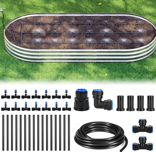 HIRALIY Raised Bed Drip Irrigation Kit, 3x8FT Garden System